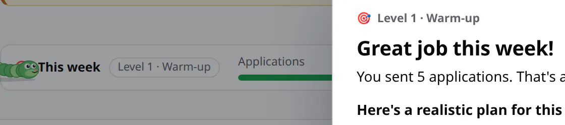 The bottom of the Job Alerts tab with the head of a small green cartoon critter poking in from the left edge.